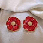17# Silver Needle-Gold/1.3*1.1cm-Red Flowers