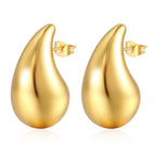 31mm High Hollow Water Drop Earrings Gold MS-197