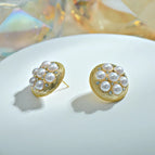 Round Pearl White Stud Earrings