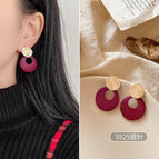21#Elegant Hollow Round Stud Earrings