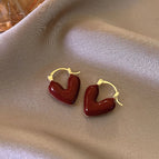 E489 Wine Red Heart / 925 Silver