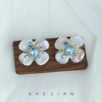 Handmade Resin Flower - Blue (14k Gold Plated)