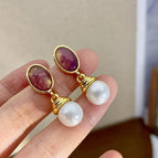 2305052B Purple Oval (S925 Silver Needle)