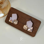 E0199 Silver Needle-Crystal Cube Sugar-Multicolor-Pink