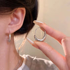 117#Silver c-shaped water drop earhook ear hooks