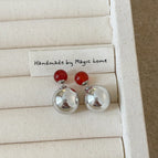 Metal Ball Earrings 925 Silver Needle Real Gold Plated