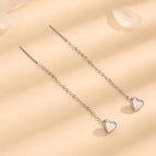 Peach Heart Hanging Earrings Silver