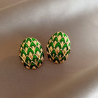 20# Silver Needle-Gold/1.3*1.1cm-Green Flower