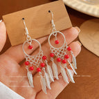 11-Red Beads Feather Ear Hook 281A