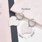 27x30mm / Large Gold Heart Shaped Earrings (Steel Color) / 1 Pair/Package