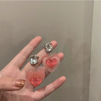 Pink Diamond Heart Earrings