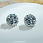 Round Pearl Gray Stud Earrings