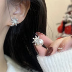 Zircon Snowflake Pearl Earrings