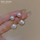 Shell Pearl Stud Earrings