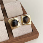 Square Tiger Eye Stone-Silver Needle
