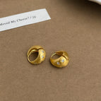 Golden Zircon Eight-Pointed Stars-Copper Ear Buckle