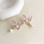 Butterfly Freshwater Pearl-Silver Needle
