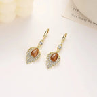 Leaf diamond opal earrings
