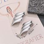 36.5x20mm (Needle Thickness: 0.5mm) / Flow Line Earrings (Steel Color) / 1 Pair/Package