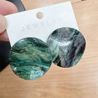 Simple Green Acrylic Round Stud Earrings