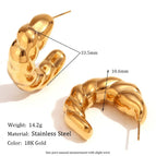 Hollow Horn Face Crescent Earrings-Gold