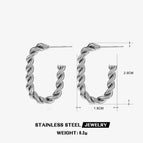 U-Shaped Earrings-Steel Color