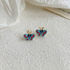 Enamel Texture Small Butterfly-Silver Needle
