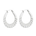 D Striped Hollow Earrings-Steel Color Ke109531-WGMW