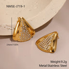 NMSE-J719-1 Gold Triangular Stud Earrings
