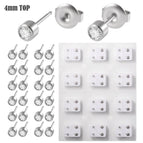 4mm Steel White Diamond Stud Earrings