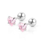 Steel Color Heart-Shaped Pink Zirconium / 0.8*6*4 * 4mm
