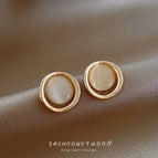 1# White Opal Stone Ear Studs