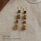Beaded Tiger Eye Stone-Copper Ear Hook