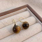 Hong Kong Style Tiger Eye Stone Earrings