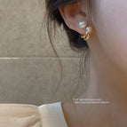 Gold/1.3*1.1cm-Large and Small Pearls Earrings
