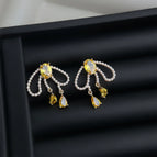 Bow Zircon Pearl-Silver Needle