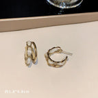 White Velvet Double Layer Stud Earrings (G2327)