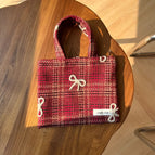 Dark Red Plaid Bow Tie