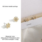 28#925 Silver Needle Earrings Pair