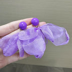 Super Fairy Sweet Purple Chiffon Petal Earrings