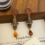 925 Silver Needle-Brown Water Drop Ear Studs (Ga4650)-