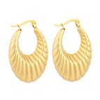 F Hollow Fat round Striped Earrings-Gold Ke109534-WGMW