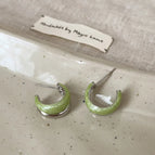 Green Dripping Oil Double-Layer Earrings