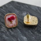 Pink 925 Silver Needle Stud Earrings