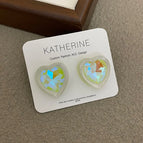2236 Yellow Dopamine Resin Heart Silver Needle