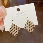 No. 81 Full Zirconium Rhombic Ear Studs (Real Gold Plating)