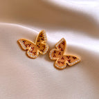 12# Silver Needle-Golden-Brown Leopard Pattern Butterfly