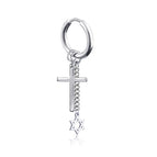 Cross Six-Pointed Star Ear Buckle Steel Color