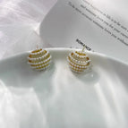 Hollow Pearl Ball Ear Studs-Gold/1.3*1.1cm
