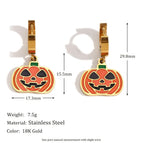 Halloween Pumpkin Pendant Earrings-Gold